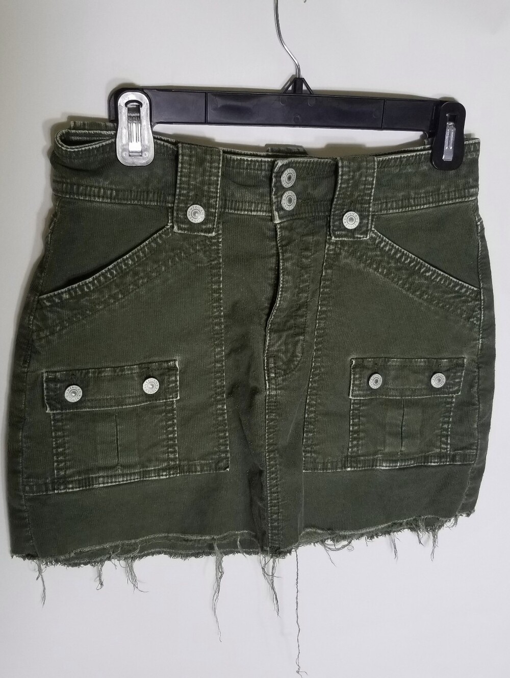 American Eagle Skirt Women's Size 2 Olive Green Denim Mini Cargo Utility